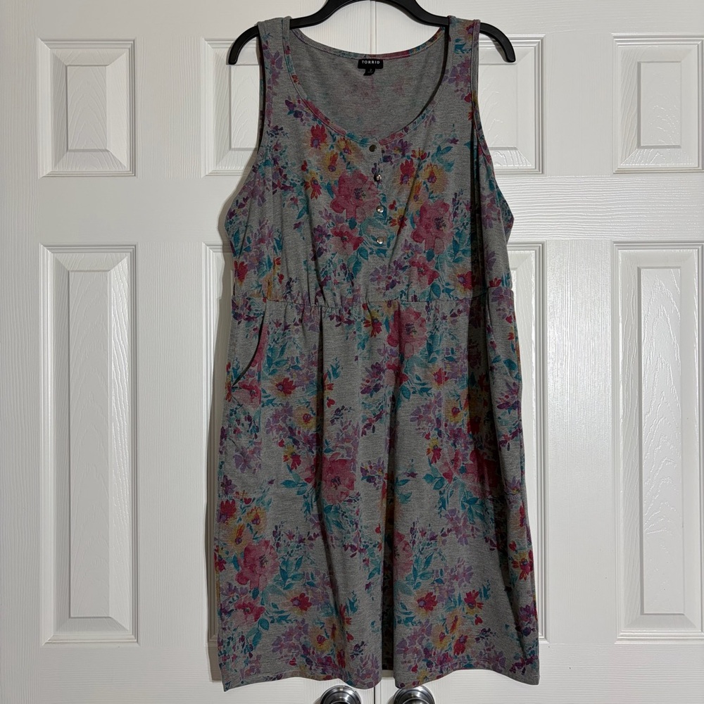 Torrid Fit & Flare Floral Tank Dress size 2